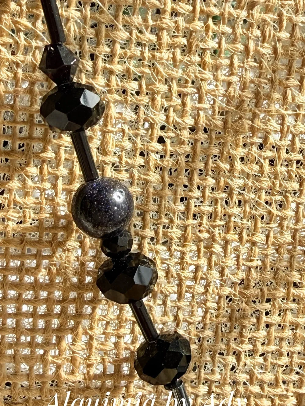 HIGH SUMMER + Black Faceted & Textured Beaded Necklace onyx